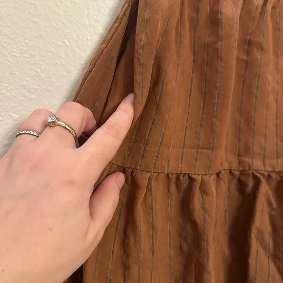 Line & Dot brown Maxi Skirt tiered and lined size M - Picture 2 of 6